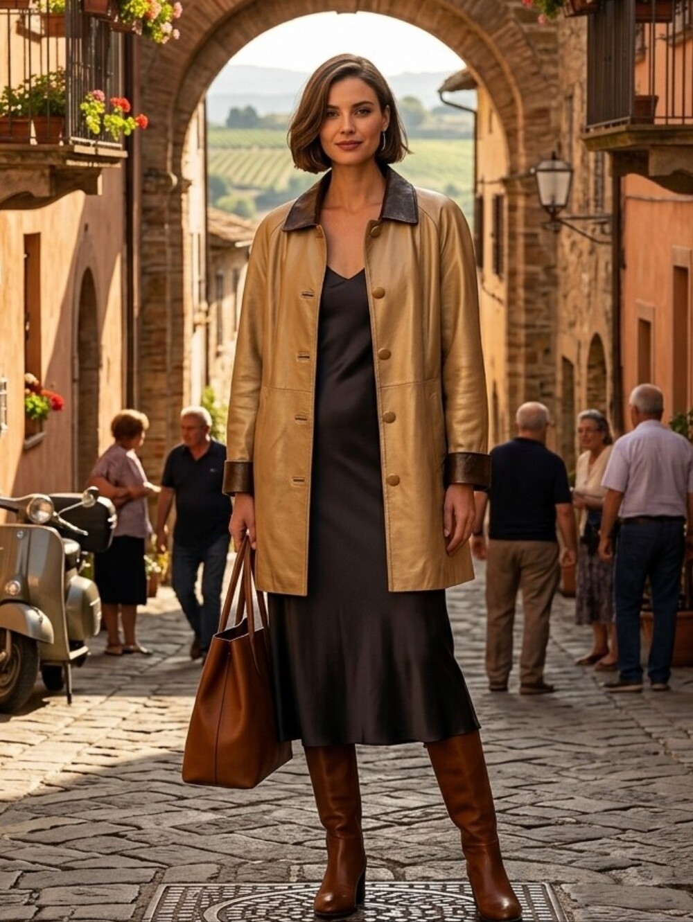 M&R Moda In Pelle Firenze Leather Shimmer Gold Jacket - size 8